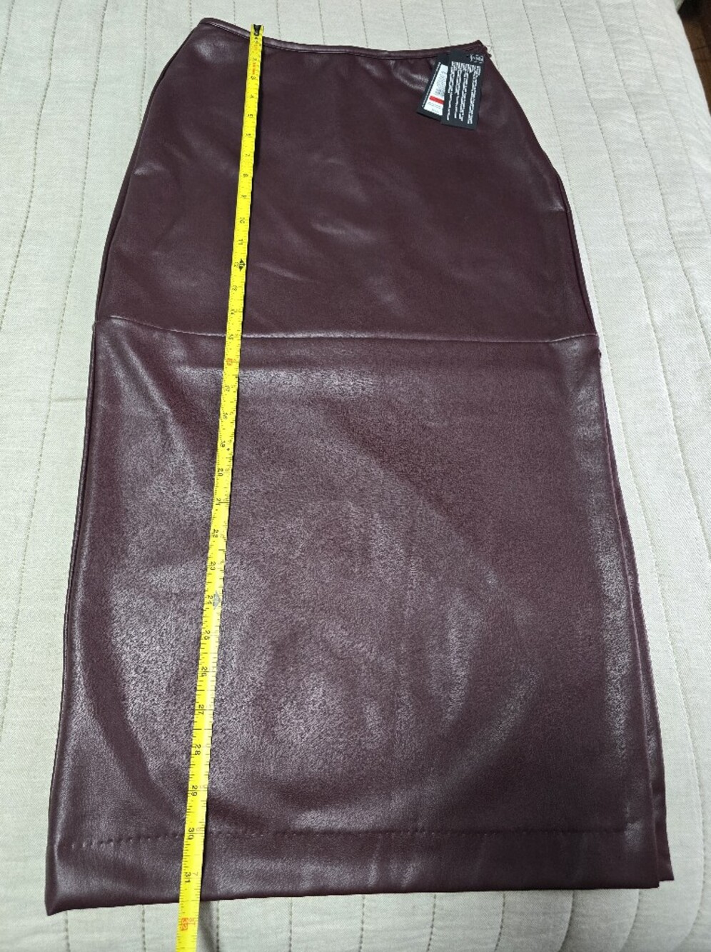 Kenneth Cole Faux Leather Pencil Skirt in Deep Burgundy - Picture 10 of 11